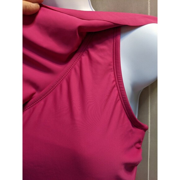 Kona Sol Women's One Piece Swimsuit Sz M One Shoulder Ruffle Pink Beach Resort - Picture 7 of 14